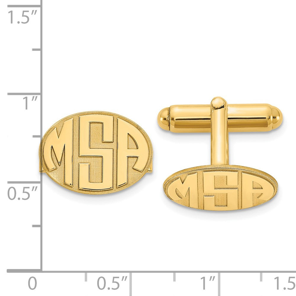 Sterling Silver/Gold-plated  Raised Letter Oval Monogram Cuff Link