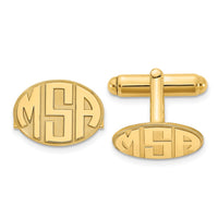 Sterling Silver/Gold-plated  Raised Letter Oval Monogram Cuff Link