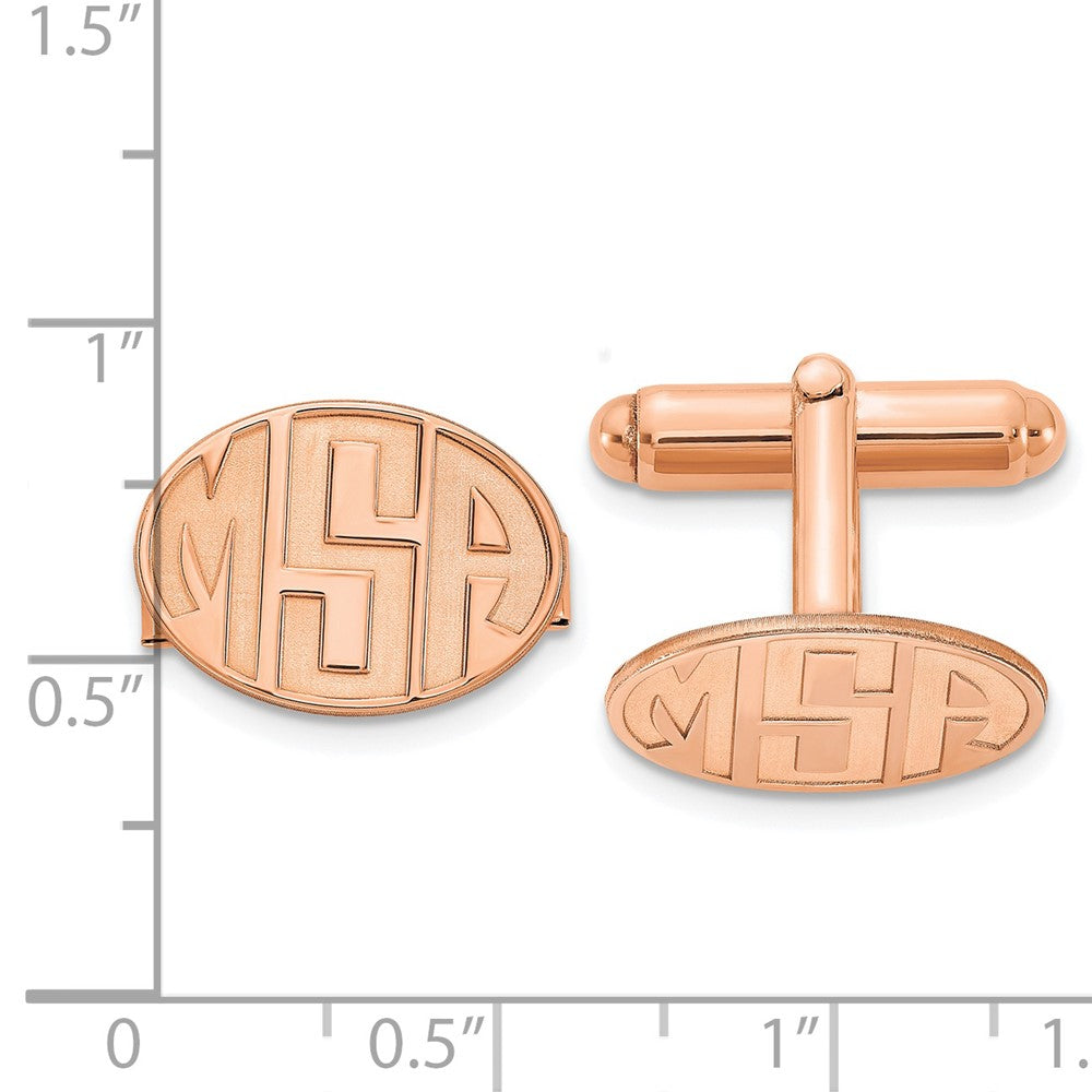 SS/Rose-plated Recessed Letter Oval Monogram Cuff Link