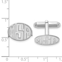 14k White Gold Recessed Letter Oval Monogram Cuff Link