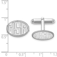 SS/Rhod-pltd  Recessed Letter Oval w/ Boarder Monogram Cuff Link
