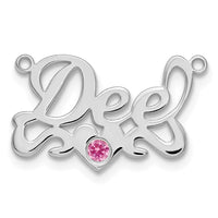 10k WG with 14k Rhod-plated Bezel Birthstone Heart Name Plate