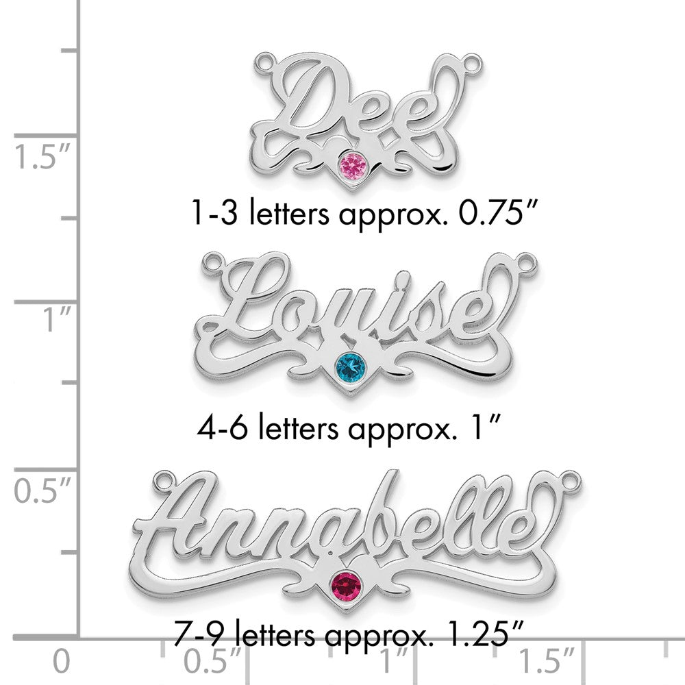 10k WG with 14k Rhod-plated Bezel Birthstone Heart Name Plate