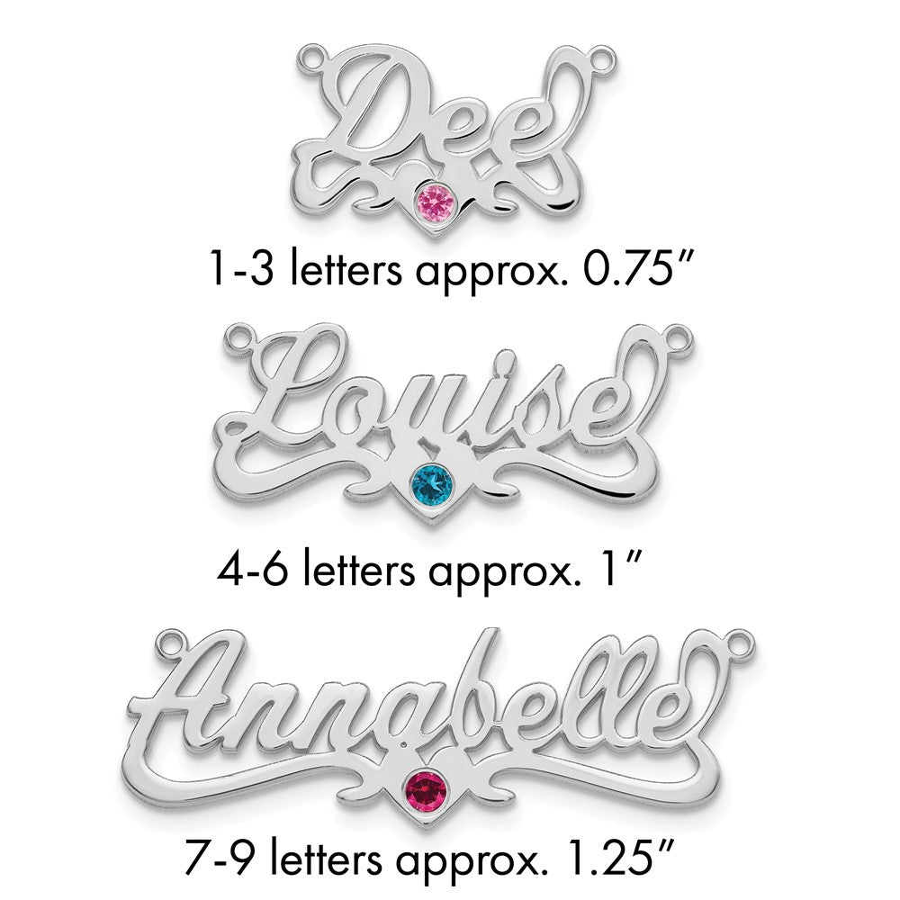 10k WG with 14k Rhod-plated Bezel Birthstone Heart Name Plate