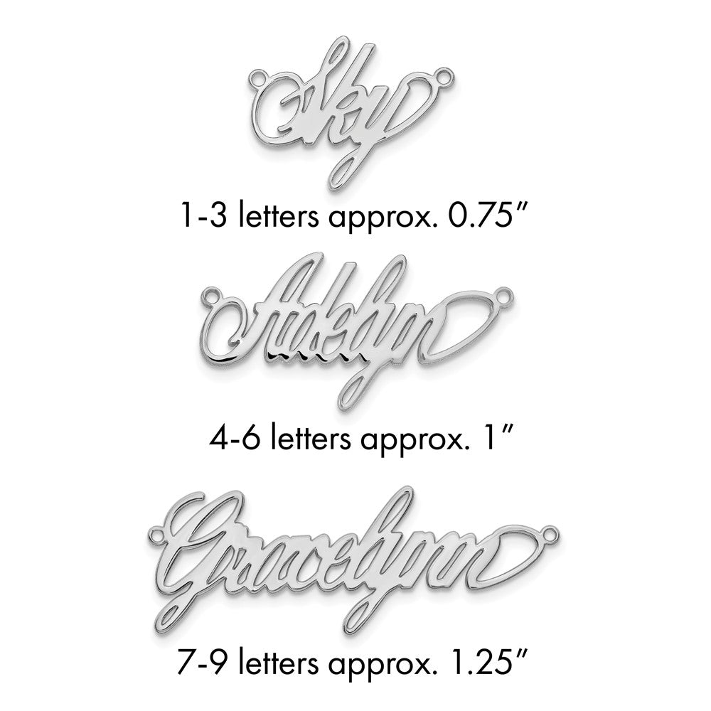 Sterling Silver/Rhodium-plated Polished Surrey Font Name Plate