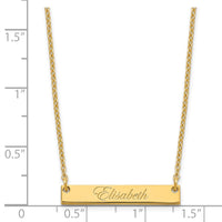 Sterling Silver/Gold-plated Small EDWARDIAN SCRIPT Bar Necklace