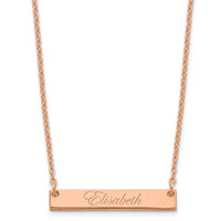Sterling Silver/Rose-plated Small EDWARDIAN SCRIPT Bar Necklace