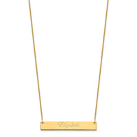 14k Yellow Gold Medium EDWARDIAN SCRIPT Bar Necklace