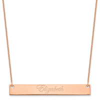 14k Rose Gold Large EDWARDIAN SCRIPT Bar Necklace