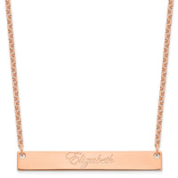 Sterling Silver/Rose-plated Large EDWARDIAN SCRIPT Bar Necklace