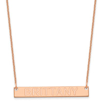 14k Rose Gold Medium Capitalized ARIAL ROUNDED Bar Necklace