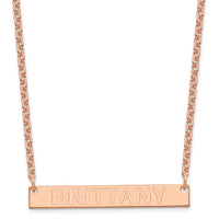 SS/Rose-plated Medium Capitalized ARIAL ROUNDED Bar Necklace