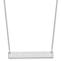 14k White Gold Medium Capitalized ARIAL ROUNDED Bar Necklace