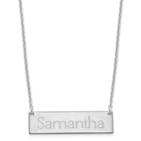 Sterling Silver/Rhodium-plated Small Name Bar Necklace