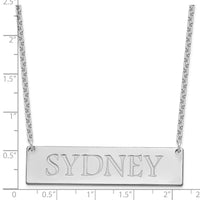 Sterling Silver/Rhodium-plated Large Name Bar Necklace