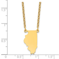 Sterling Silver/Gold-plated Illinois State Necklace