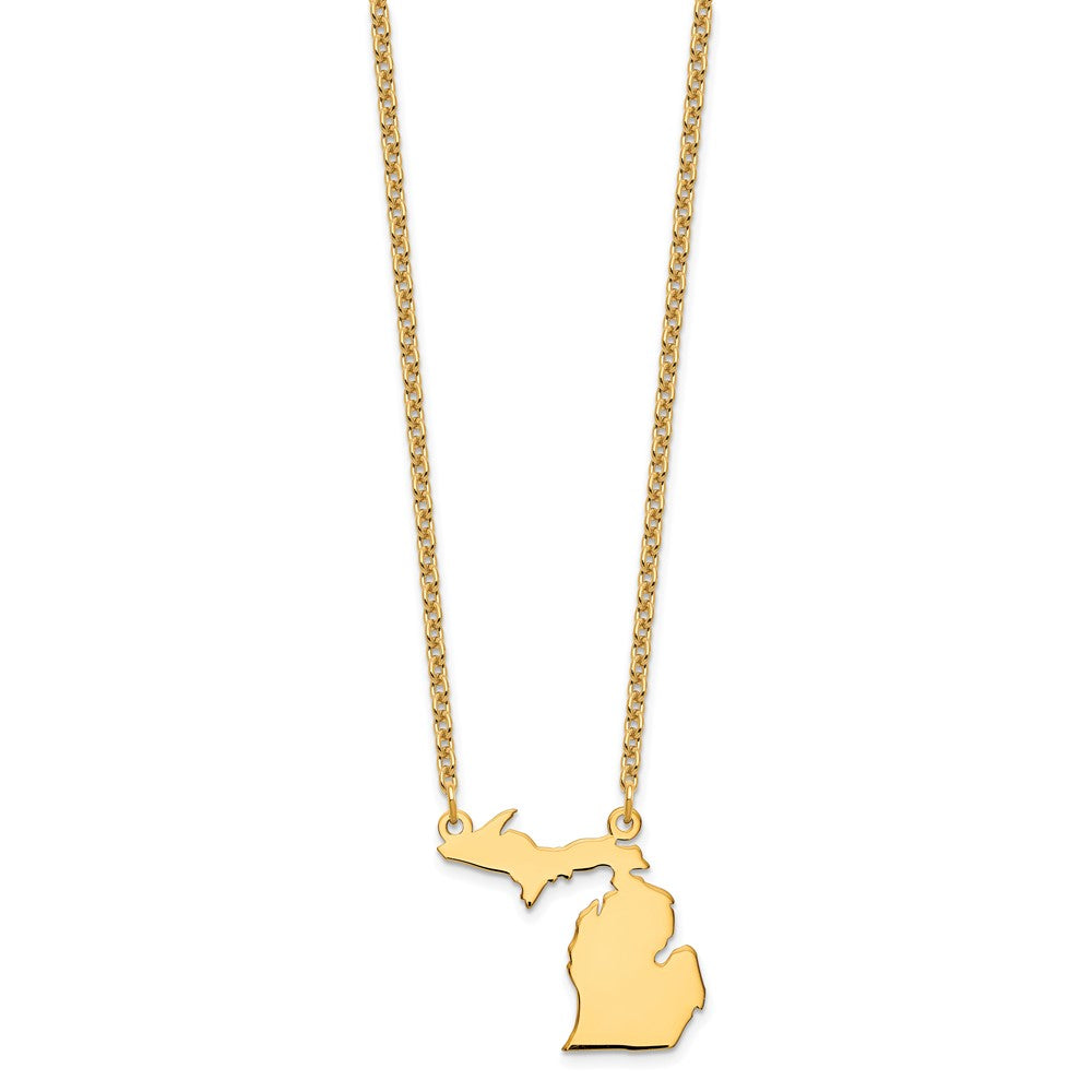 Sterling Silver/Gold-plated Michigan State Necklace