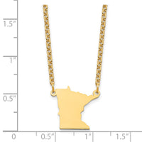 Sterling Silver/Gold-plated Minnesota State Necklace