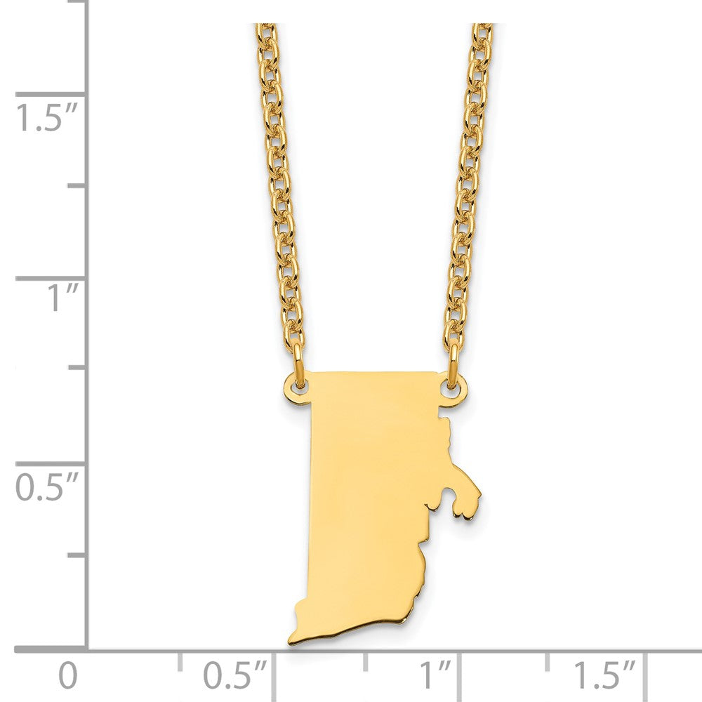 Sterling Silver/Gold-plated Rhode Island State Necklace
