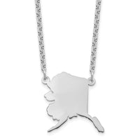 Sterling Silver/Rhodium-plated Alaska State Necklace