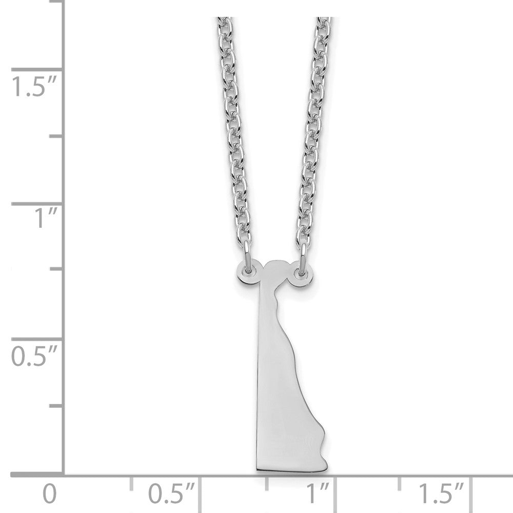 Sterling Silver/Rhodium-plated Delaware State Necklace