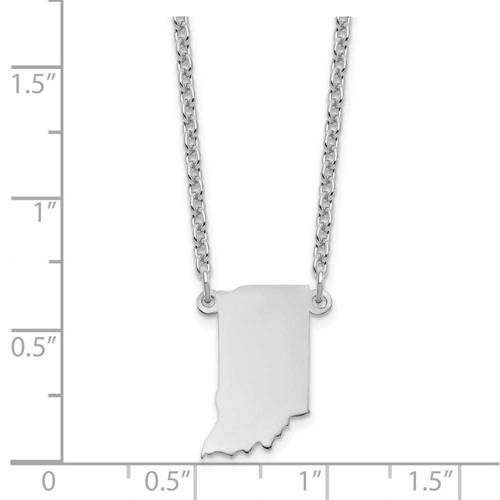 Sterling Silver/Rhodium-plated Indiana State Necklace
