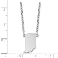Sterling Silver/Rhodium-plated Indiana State Necklace