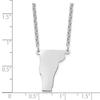 Sterling Silver/Rhodium-plated Vermont State Necklace