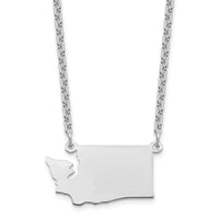 Sterling Silver/Rhodium-plated Washington State Necklace