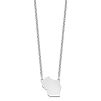 Sterling Silver/Rhodium-plated Wisconsin State Necklace