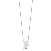 Sterling Silver/Rhodium-plated Rhode Island State Necklace