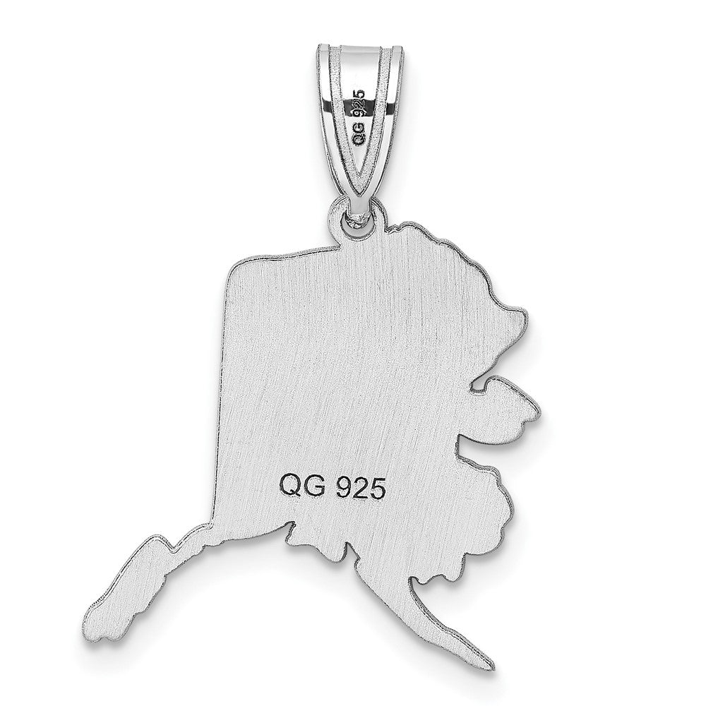 Sterling Silver/Rhodium-plated Alaska State Pendant
