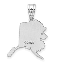 Sterling Silver/Rhodium-plated Alaska State Pendant