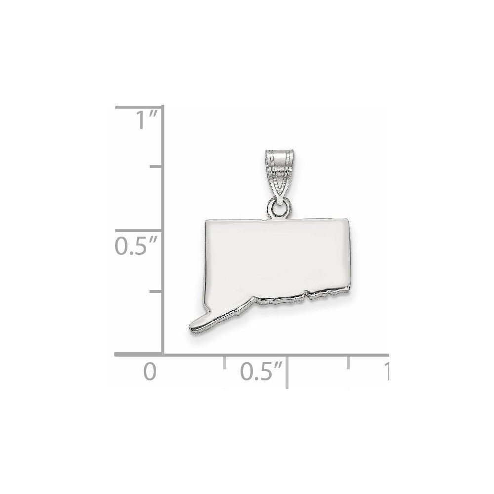 Sterling Silver/Rhodium-plated Connecticut State Pendant