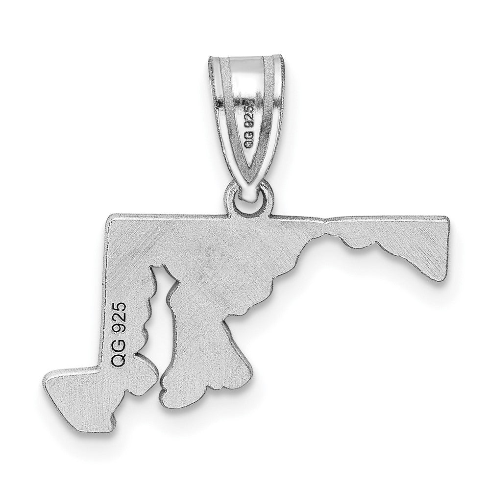 Sterling Silver/Rhodium-plated Maryland State Pendant