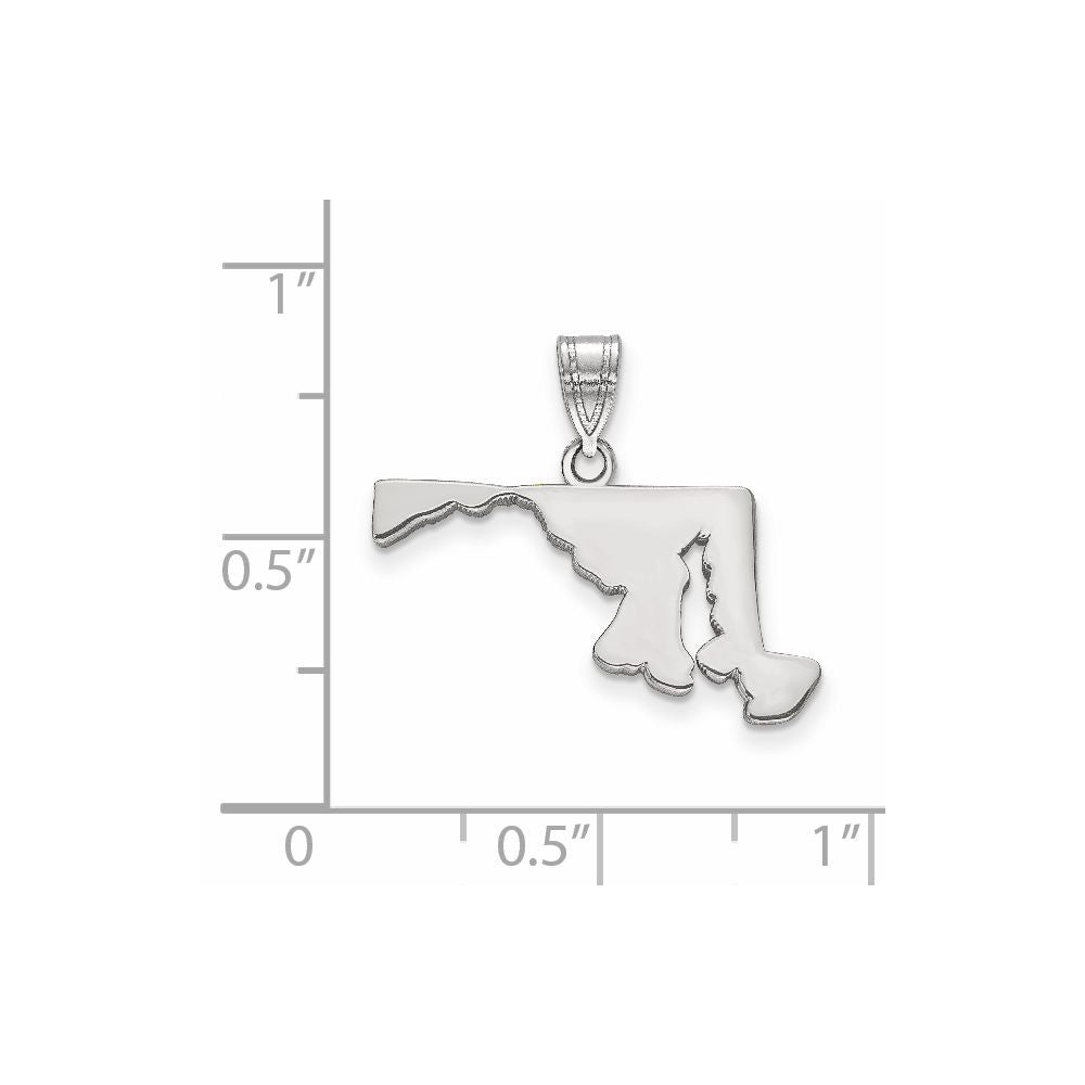 Sterling Silver/Rhodium-plated Maryland State Pendant