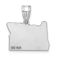 Sterling Silver/Rhodium-plated Oregon State Pendant