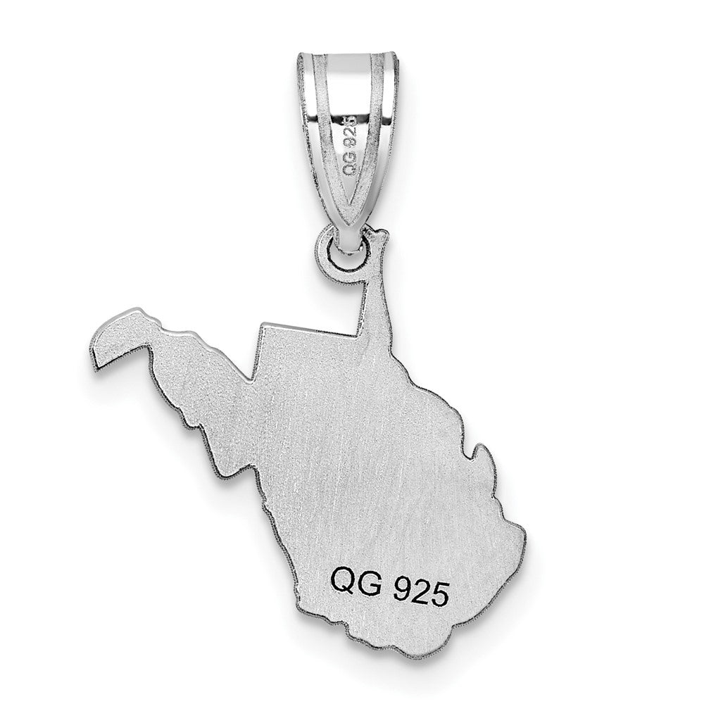 Sterling Silver/Rhodium-plated West Virginia State Pendant