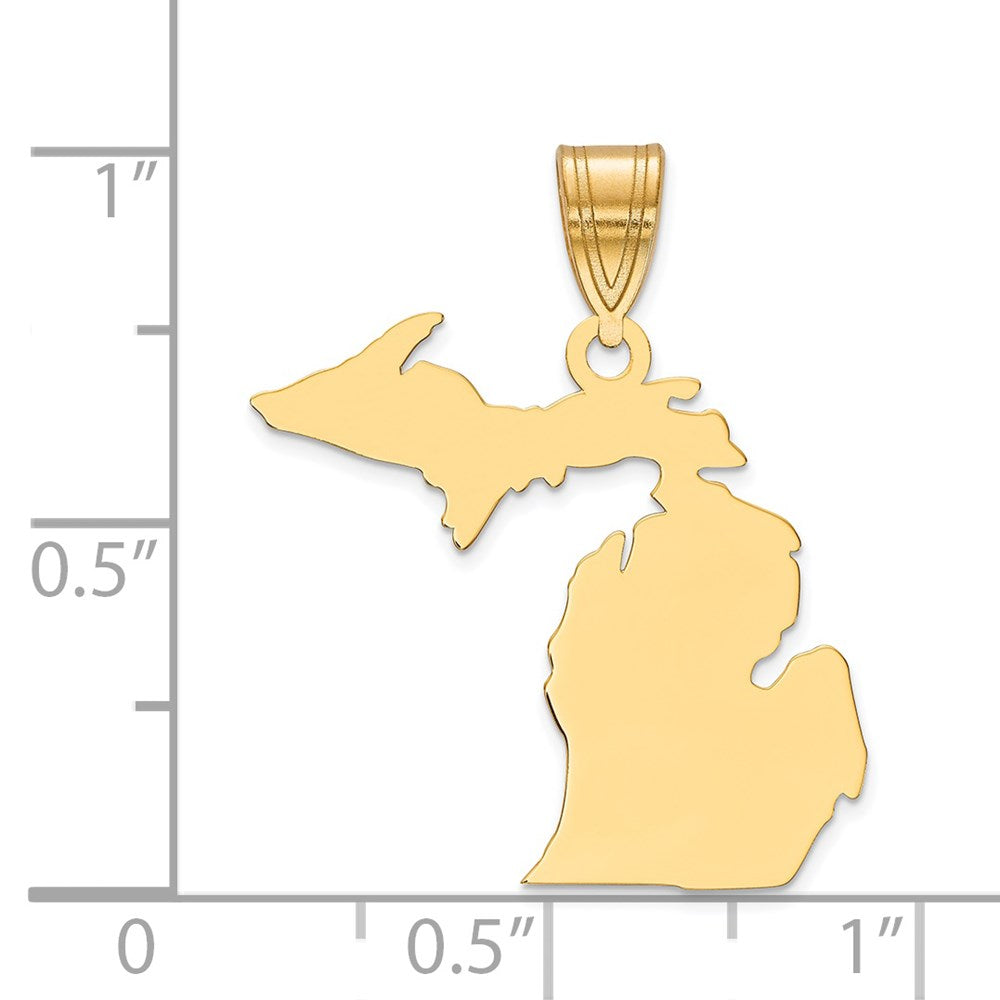 Sterling Silver/Gold-plated Michigan State Pendant