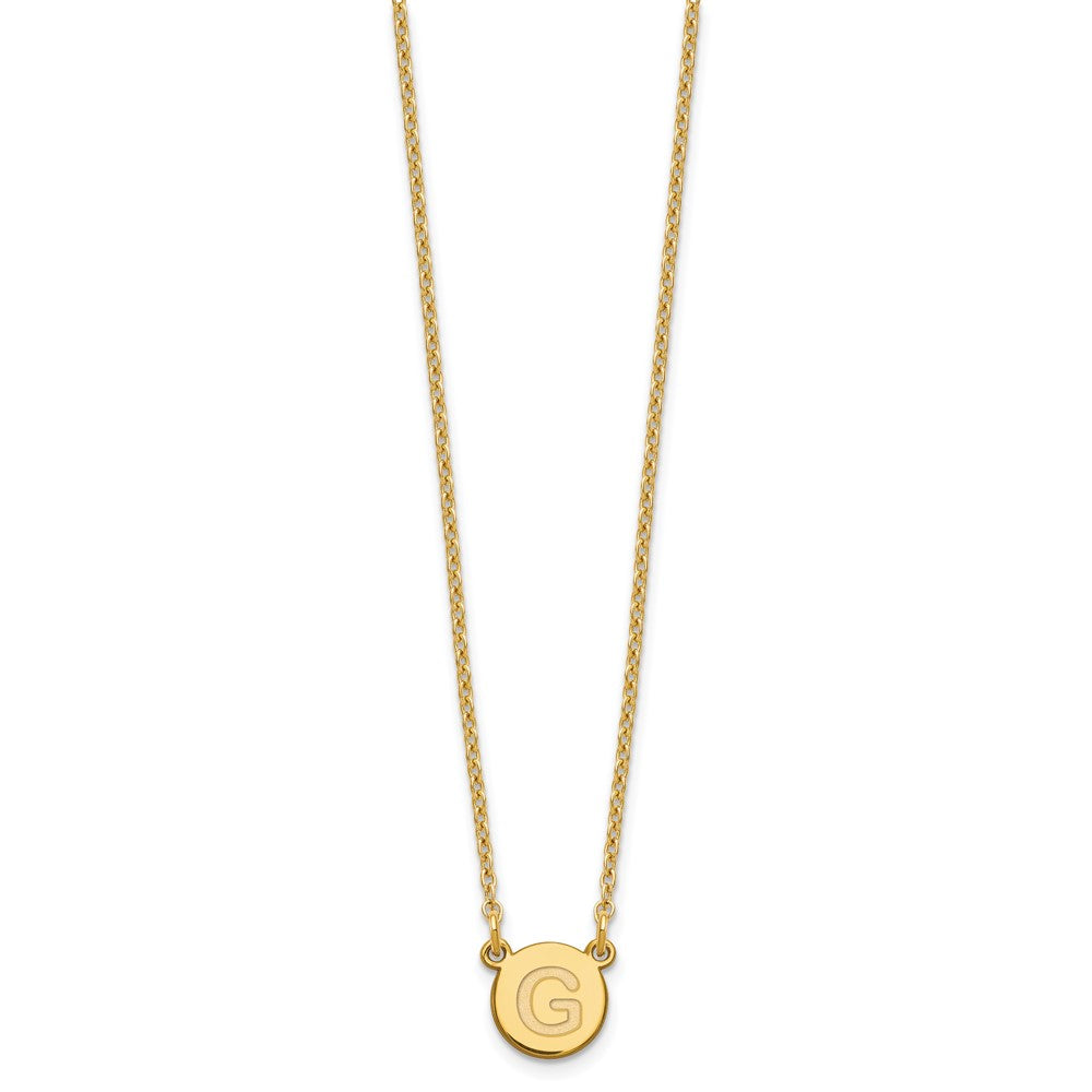 Sterling Silver Gold-plated Tiny Circle Block Letter G Initial Necklace