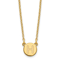 Sterling Silver Gold-plated Tiny Circle Block Letter H Initial Necklace