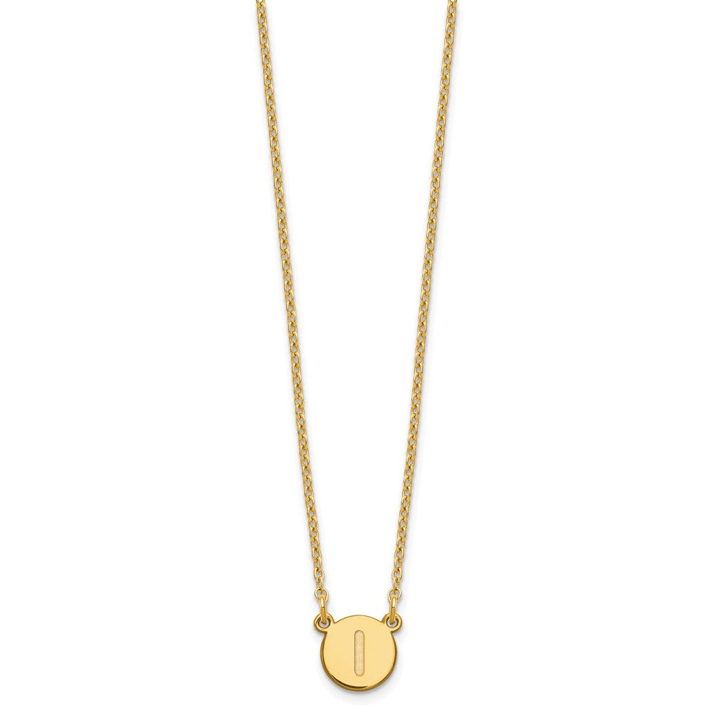 Sterling Silver Gold-plated Tiny Circle Block Letter I Initial Necklace