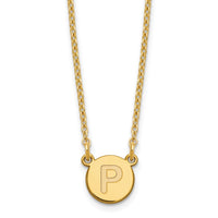 Sterling Silver Gold-plated Tiny Circle Block Letter P Initial Necklace