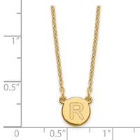 Sterling Silver Gold-plated Tiny Circle Block Letter R Initial Necklace