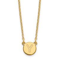 Sterling Silver Gold-plated Tiny Circle Block Letter Y Initial Necklace