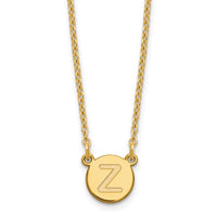 Sterling Silver Gold-plated Tiny Circle Block Letter Z Initial Necklace