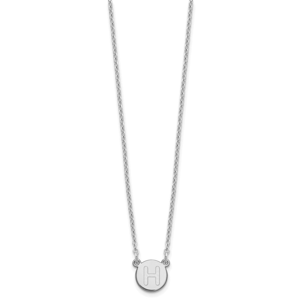 Sterling Silver Rhodium-plated Tiny Circle Block Letter H Initial Necklace