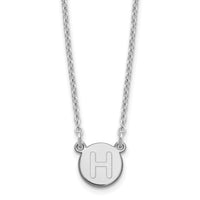 Sterling Silver Rhodium-plated Tiny Circle Block Letter H Initial Necklace