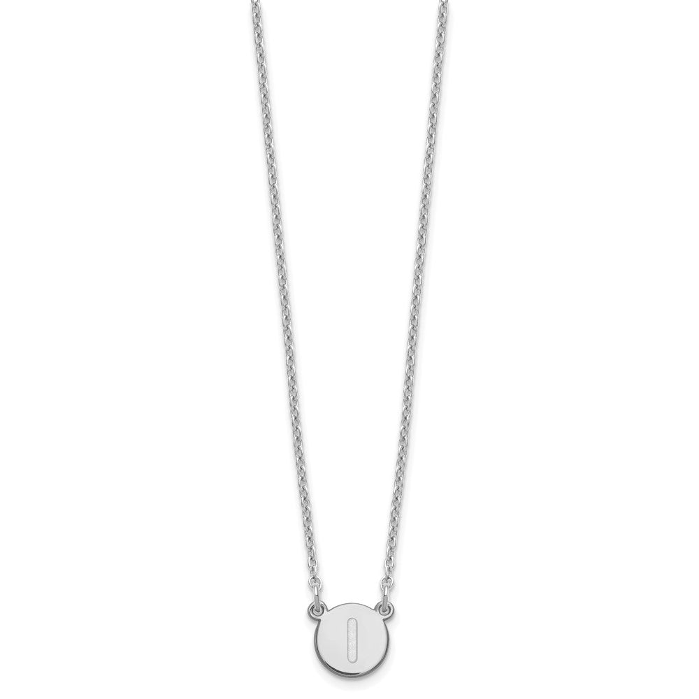 Sterling Silver Rhodium-plated Tiny Circle Block Letter I Initial Necklace