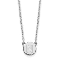 Sterling Silver Rhodium-plated Tiny Circle Block Letter N Initial Necklace